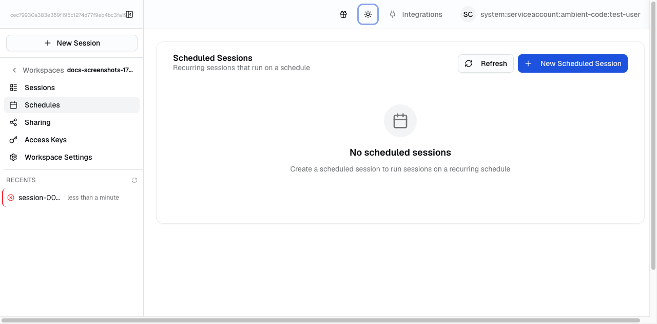 Scheduled sessions